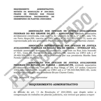 ENTIDADES CONTESTAM NO TRF4 NORMA QUE LIMITA FOLGA DE PLANTÃO A OFICIAIS DE JUSTIÇA